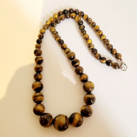 Natural Tiger's Eye Necklace Graduated - Picture 2 of 7